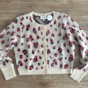 J. Crew Collection Brushed Cashmere Cropped Cardigan in Blurry Floral